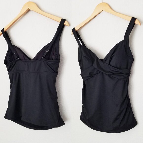 Lands' End  Chlorine Resistant Tummy Control Wrap Underwire Tankini Swimsuit Top - Picture 5 of 16